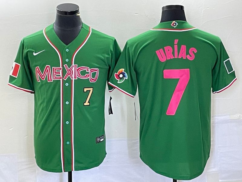 Men 2023 World Cub Mexico #7 Urias Green pink Nike MLB Jersey11->more jerseys->MLB Jersey